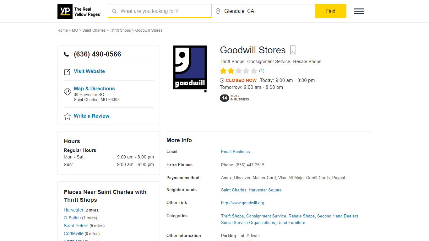 Goodwill Stores 30 Harvester SQ, Saint Charles, MO 63303 - YP.com